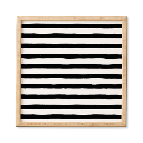Avenie Ink Stripes Black and White Framed Wall Art