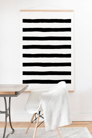 Avenie Ink Stripes Black and White Art Print And Hanger