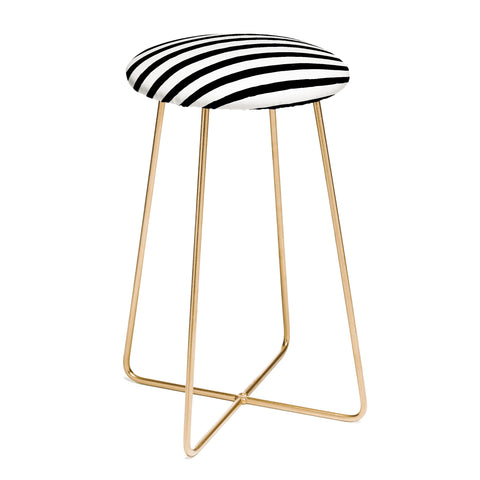 Avenie Ink Stripes Black and White Counter Stool