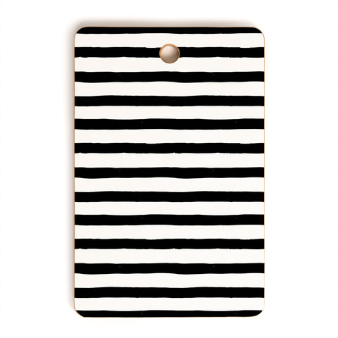 Avenie Ink Stripes Black and White Cutting Board Rectangle