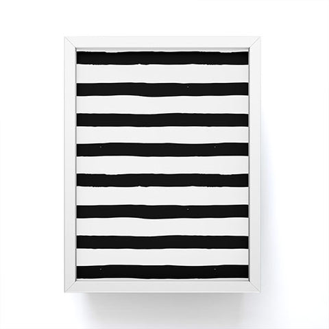 Avenie Ink Stripes Black and White Framed Mini Art Print