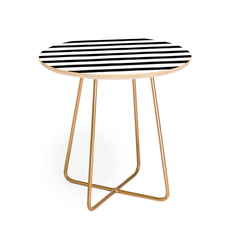 Avenie Ink Stripes Black and White Round Side Table