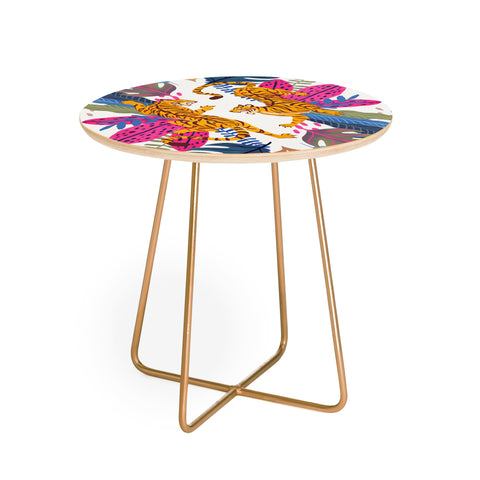 Avenie Jungle Cats Blue Round Side Table