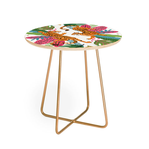 Avenie Jungle Cats II Round Side Table