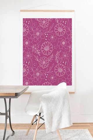Avenie Lineart Garden Violet Art Print And Hanger