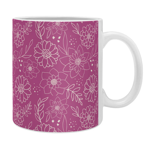 Avenie Lineart Garden Violet Coffee Mug