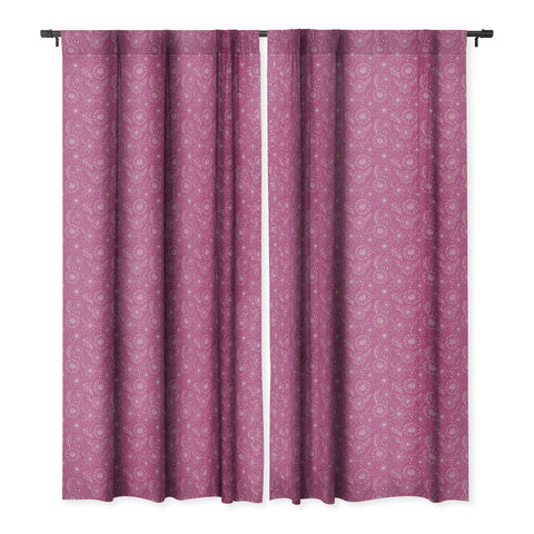 Avenie Lineart Garden Violet Blackout Window Curtain