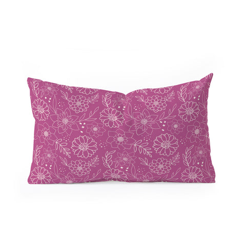 Avenie Lineart Garden Violet Oblong Throw Pillow