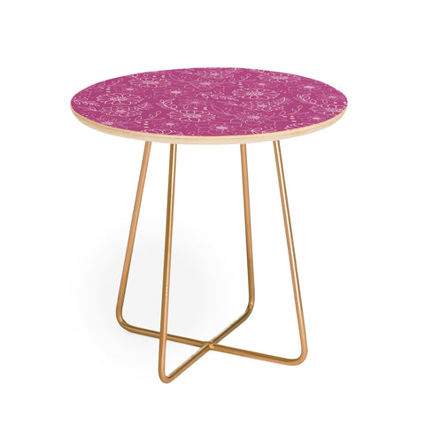 Avenie Lineart Garden Violet Round Side Table