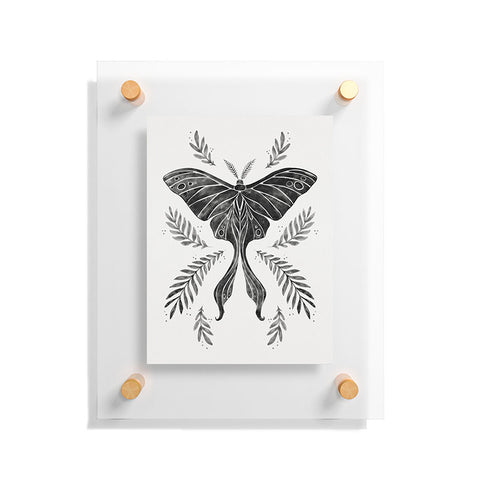 Avenie Luna Moth Black and White Floating Acrylic Print