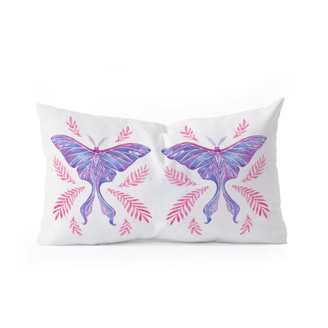 Avenie Luna Moth Blue Violet Oblong Throw Pillow