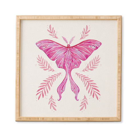 Avenie Luna Moth Bright Pink Framed Wall Art