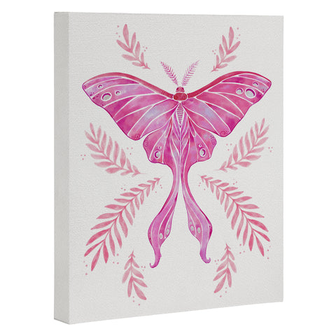 Avenie Luna Moth Bright Pink Art Canvas