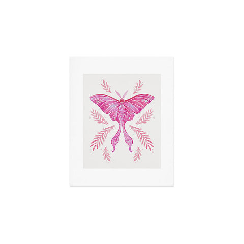 Avenie Luna Moth Bright Pink Art Print