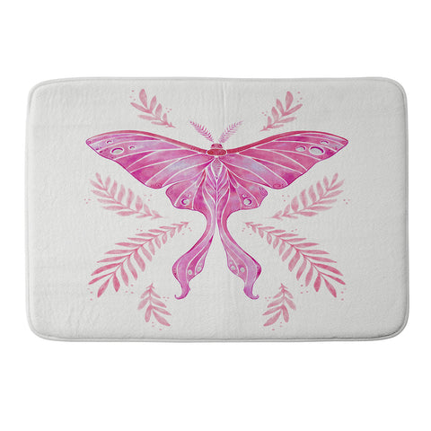 Avenie Luna Moth Bright Pink Memory Foam Bath Mat