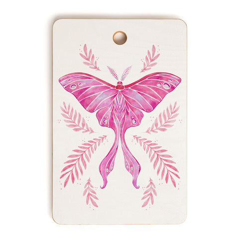 Avenie Luna Moth Bright Pink Cutting Board Rectangle