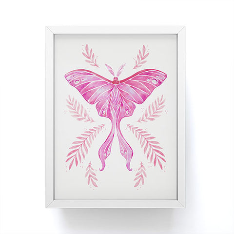 Avenie Luna Moth Bright Pink Framed Mini Art Print