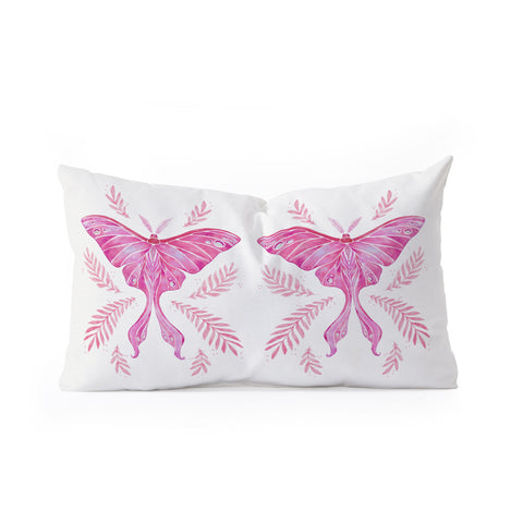 Avenie Luna Moth Bright Pink Oblong Throw Pillow