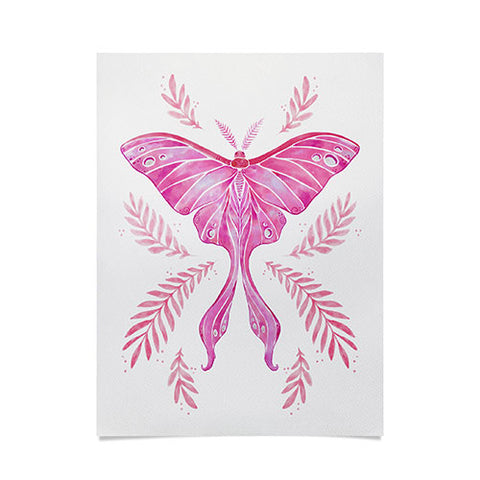 Avenie Luna Moth Bright Pink Poster