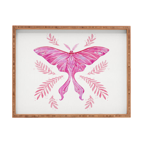 Avenie Luna Moth Bright Pink Rectangular Tray