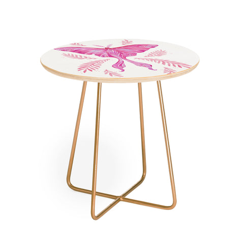 Avenie Luna Moth Bright Pink Round Side Table