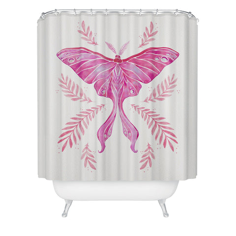 Avenie Luna Moth Bright Pink Shower Curtain