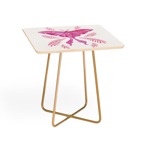 Avenie Luna Moth Bright Pink Side Table