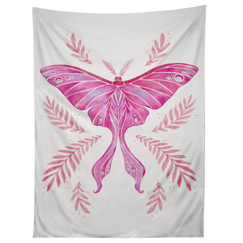 Avenie Luna Moth Bright Pink Tapestry