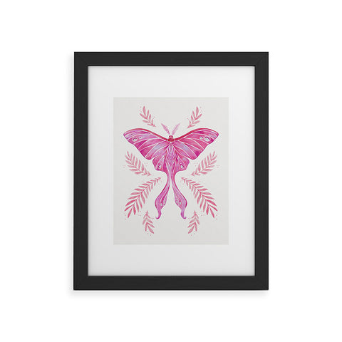 Avenie Luna Moth Bright Pink Framed Art Print