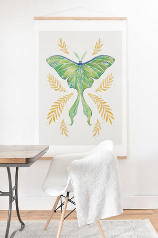 Avenie Luna Moth Classic Green Art Print And Hanger