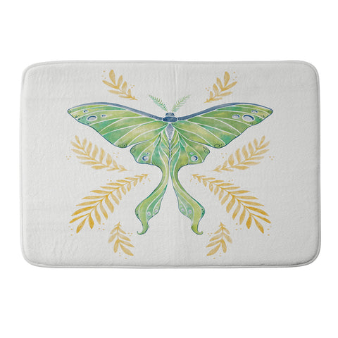 Avenie Luna Moth Classic Green Memory Foam Bath Mat