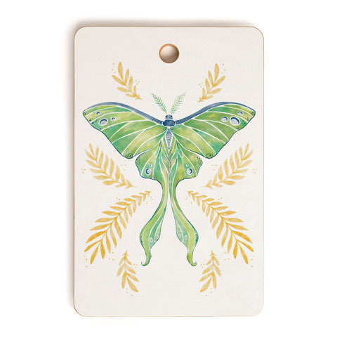 Avenie Luna Moth Classic Green Cutting Board Rectangle