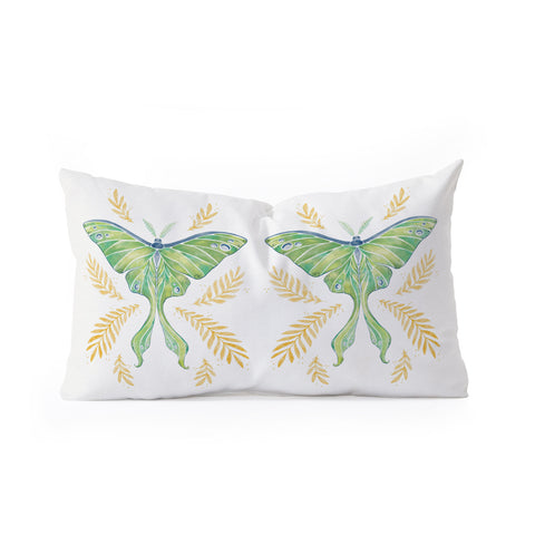 Avenie Luna Moth Classic Green Oblong Throw Pillow