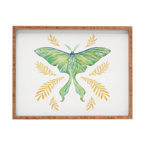 Avenie Luna Moth Classic Green Rectangular Tray