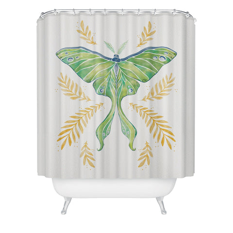 Avenie Luna Moth Classic Green Shower Curtain