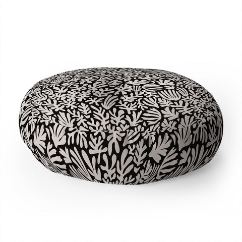 Avenie Matisse Inspired Shapes Black I Floor Pillow Round