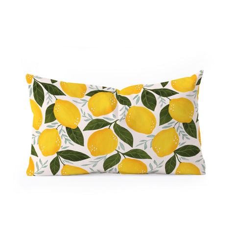 Avenie Mediterranean Summer Lemons I Oblong Throw Pillow