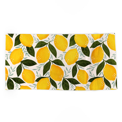 Avenie Mediterranean Summer Lemons I Beach Towel