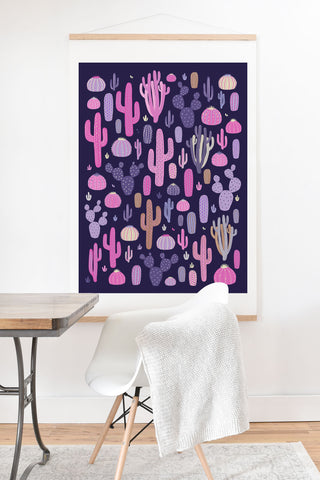 Avenie Midnight Desert Cacti Art Print And Hanger