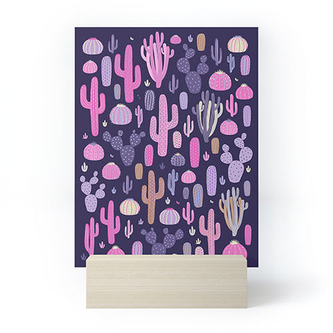 Avenie Midnight Desert Cacti Mini Art Print