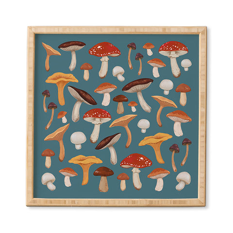 Avenie Mushroom In Teal Framed Wall Art