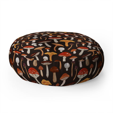 Avenie Mushroom Medley Pattern Floor Pillow Round