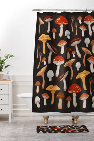 Avenie Mushroom Medley Shower Curtain And Mat
