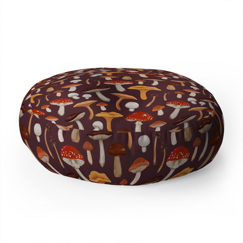 Avenie Mushroom Woodland Pattern Floor Pillow Round