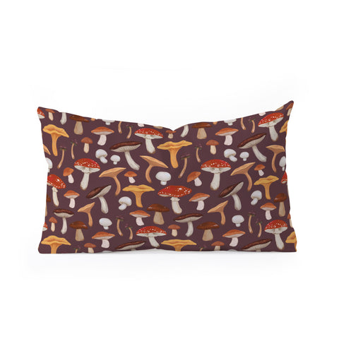 Avenie Mushroom Woodland Pattern Oblong Throw Pillow