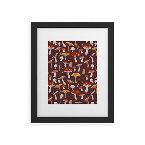 Avenie Mushroom Woodland Pattern Framed Art Print