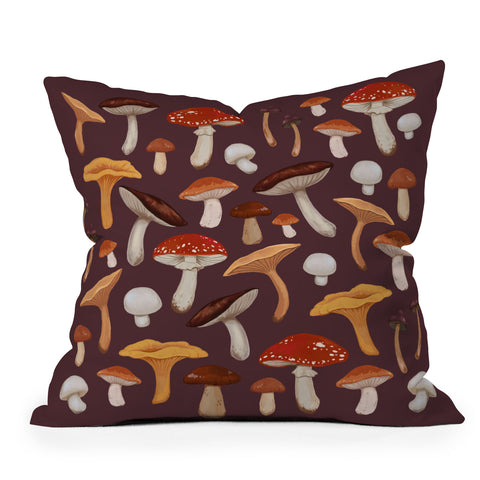 Avenie Mushroom Woodland Throw Pillow