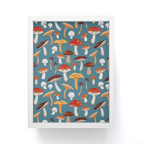 Avenie Mushrooms In Teal Pattern Framed Mini Art Print