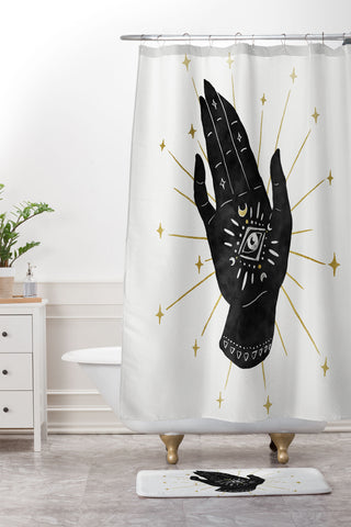 Avenie Mystic Hand with Eye Shower Curtain And Mat