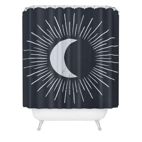 Avenie Nightglow Moon Navy Shower Curtain